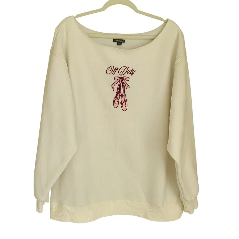 wild fable ballerina off duty cut neck sweatshirt size XL - Picture 2 of 6